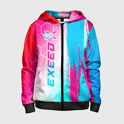 Детская толстовка на молнии Exeed neon gradient style: по-вертикали / 3D-Черный – фото 1