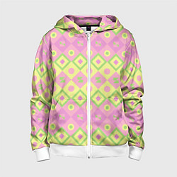 Толстовка на молнии детская Pink yellow style, цвет: 3D-белый