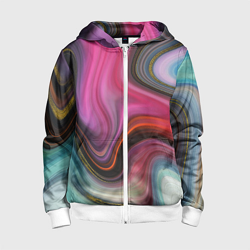 Детская толстовка на молнии Pink wave / 3D-Белый – фото 1