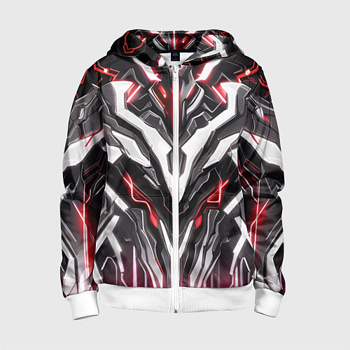 Детская толстовка на молнии Неоновая кибер броня красная / 3D-Белый – фото 1