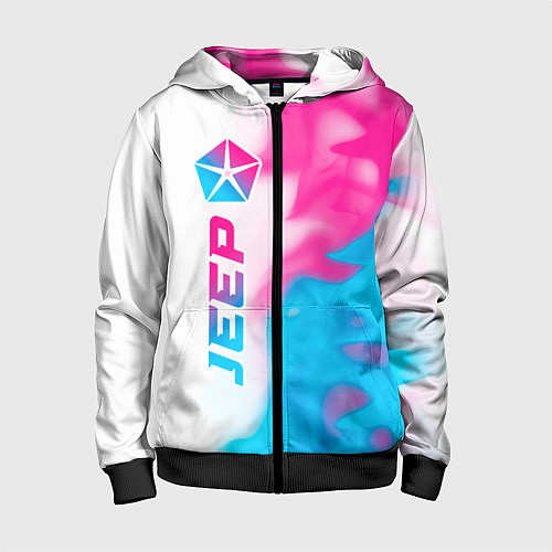 Детская толстовка на молнии Jeep neon gradient style: по-вертикали / 3D-Черный – фото 1