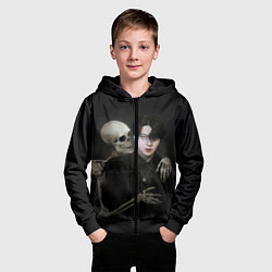 Толстовка на молнии детская Сехун со скелетом, цвет: 3D-черный — фото 2