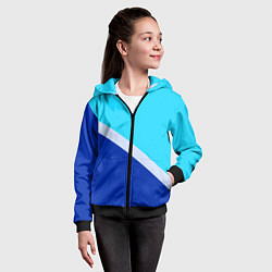 Толстовка на молнии детская Двуцветный голубой, цвет: 3D-черный — фото 2