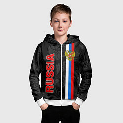 Толстовка на молнии детская Russia black style, цвет: 3D-белый — фото 2