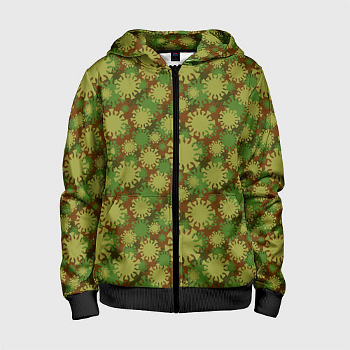 Детская толстовка на молнии Вирус - камуфляж / 3D-Черный – фото 1