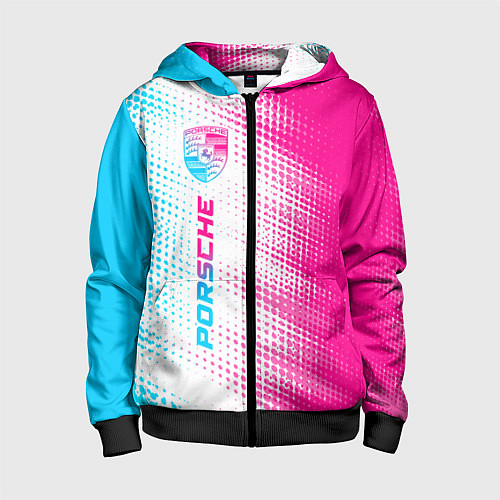 Детская толстовка на молнии Porsche neon gradient style: по-вертикали / 3D-Черный – фото 1