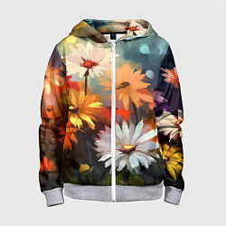 Детская толстовка на молнии Маслянные ромашки