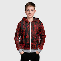 Толстовка на молнии детская Дракон и катана - иероглифы, цвет: 3D-меланж — фото 2
