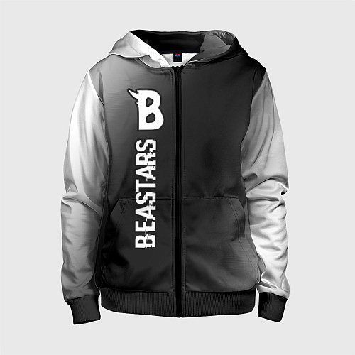 Детская толстовка на молнии Beastars glitch на темном фоне: по-вертикали / 3D-Черный – фото 1