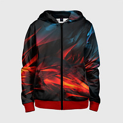 Толстовка на молнии детская Red black abstract, цвет: 3D-красный