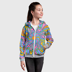 Толстовка на молнии детская Абстрактный психоделический рисунок, цвет: 3D-меланж — фото 2