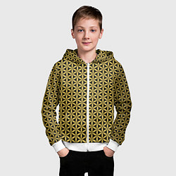 Толстовка на молнии детская Цветок Жизни - Золото, цвет: 3D-белый — фото 2