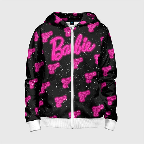 Детская толстовка на молнии Неоновое оружие и Барби / 3D-Белый – фото 1