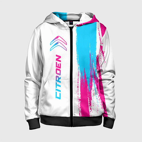 Детская толстовка на молнии Citroen neon gradient style: по-вертикали / 3D-Черный – фото 1