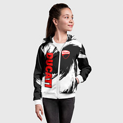 Толстовка на молнии детская Ducati - мазки краски, цвет: 3D-белый — фото 2