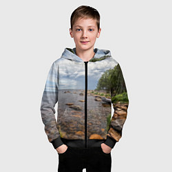 Толстовка на молнии детская Лодка на Ладоге, цвет: 3D-черный — фото 2