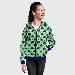 Толстовка на молнии детская Да мы можем текст и листья, цвет: 3D-синий — фото 2