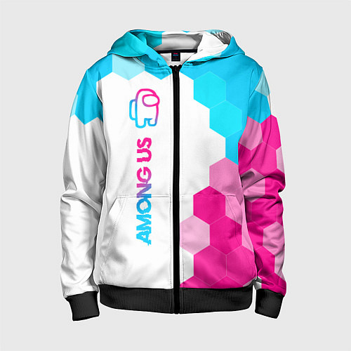 Детская толстовка на молнии Among Us neon gradient style: по-вертикали / 3D-Черный – фото 1