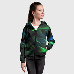 Толстовка на молнии детская Dark green background, цвет: 3D-черный — фото 2