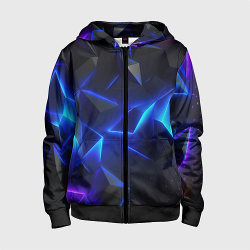 Детская толстовка на молнии Blue dark neon / 3D-Черный – фото 1