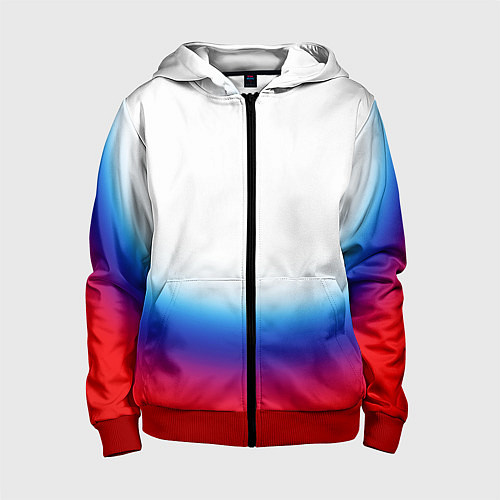 Детская толстовка на молнии Флаг России градиент / 3D-Красный – фото 1