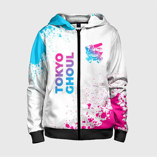 Детская толстовка на молнии Tokyo Ghoul neon gradient style: надпись, символ / 3D-Черный – фото 1