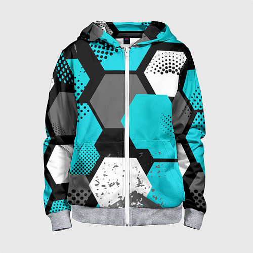 Детская толстовка на молнии Шестиугольники абстрактный фон / 3D-Меланж – фото 1