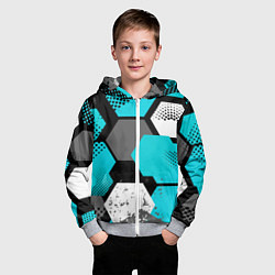 Толстовка на молнии детская Шестиугольники абстрактный фон, цвет: 3D-меланж — фото 2