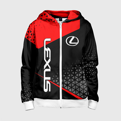 Детская толстовка на молнии Lexus - red sportwear / 3D-Белый – фото 1