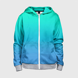 Толстовка на молнии детская Градиент сине-зелёный светлый, цвет: 3D-меланж