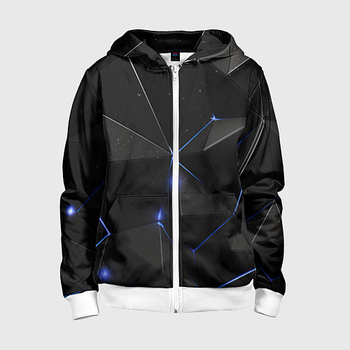 Детская толстовка на молнии Black geometry texture / 3D-Белый – фото 1