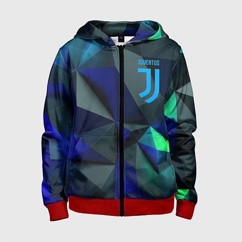 Детская толстовка на молнии Juventus blue abstract logo / 3D-Красный – фото 1