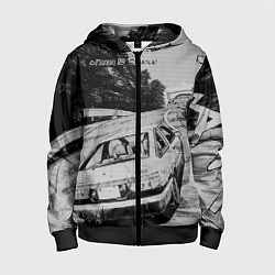 Толстовка на молнии детская Тойота ae 86 - Инициал ди, цвет: 3D-черный