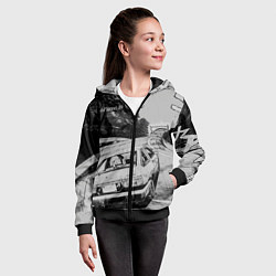 Толстовка на молнии детская Тойота ae 86 - Инициал ди, цвет: 3D-черный — фото 2