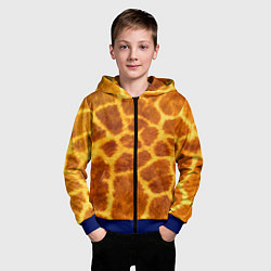 Толстовка на молнии детская Шкура жирафа - текстура, цвет: 3D-синий — фото 2