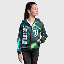 Толстовка на молнии детская Juventus green neon, цвет: 3D-черный — фото 2