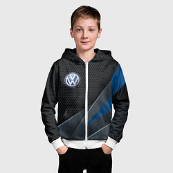 Толстовка на молнии детская Фольцваген - синяя броня, цвет: 3D-белый — фото 2