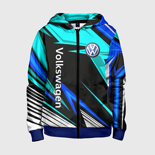 Детская толстовка на молнии Фольцваген - sport uniform / 3D-Синий – фото 1