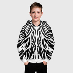 Толстовка на молнии детская Черная абстракция зебра, цвет: 3D-белый — фото 2