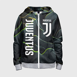 Толстовка на молнии детская Juventus dark green logo, цвет: 3D-меланж