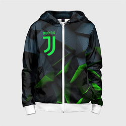Толстовка на молнии детская Juventus black green logo, цвет: 3D-белый