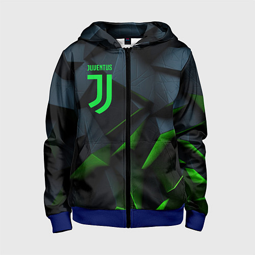 Детская толстовка на молнии Juventus black green logo / 3D-Синий – фото 1