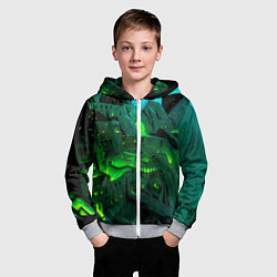 Толстовка на молнии детская Зелёный город, цвет: 3D-меланж — фото 2