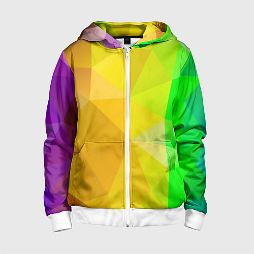 Детская толстовка на молнии Жёлто-зелёная геометрия / 3D-Белый – фото 1