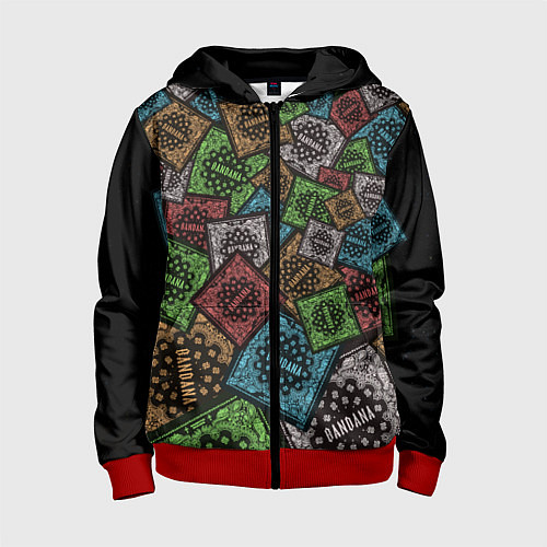 Детская толстовка на молнии Bandana - Kizaru and Big Baby Tape / 3D-Красный – фото 1