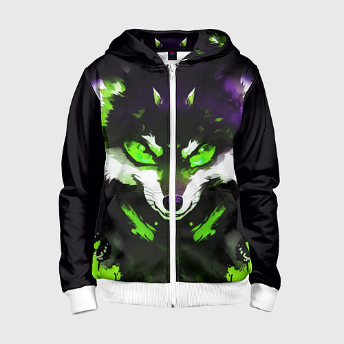 Детская толстовка на молнии Кислотный енот / 3D-Белый – фото 1