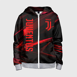 Толстовка на молнии детская Juventus black red logo, цвет: 3D-меланж