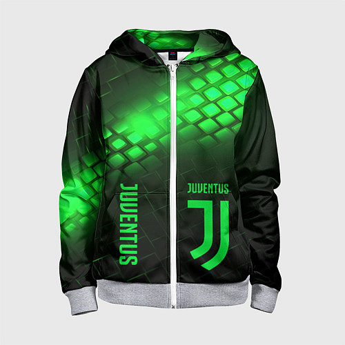 Детская толстовка на молнии Juventus green logo neon / 3D-Меланж – фото 1