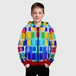 Толстовка на молнии детская Colorful strips - pop art - vogue, цвет: 3D-красный — фото 2