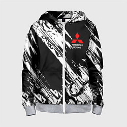 Толстовка на молнии детская Mitsubishi - белый пятна, цвет: 3D-меланж